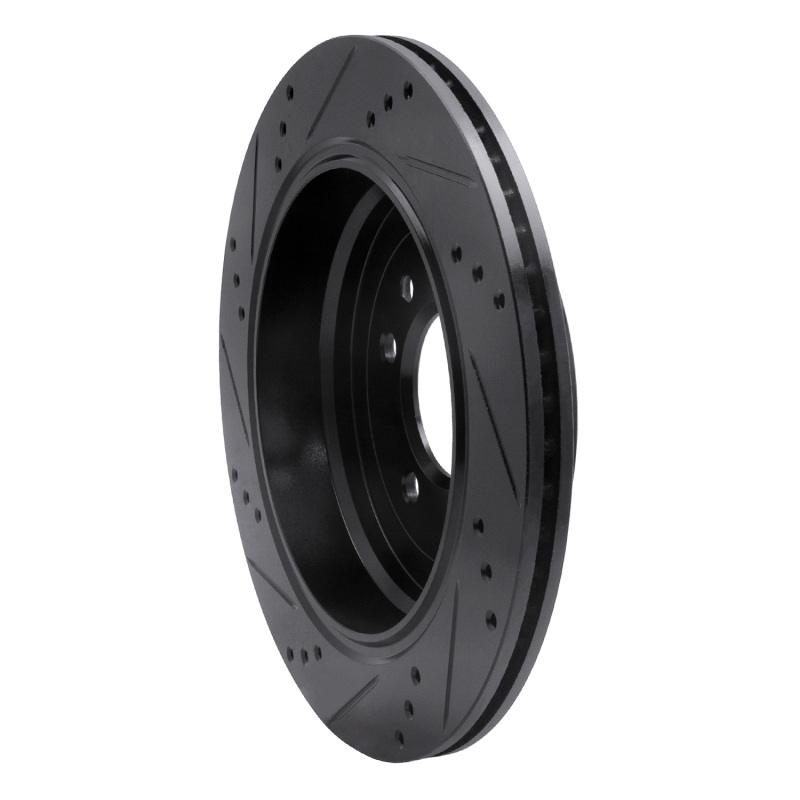 Land Rover LR3 Brake Rotor (1) - Rear Right - R1 Concepts - Drilled & Slotted - Black - `05-`07